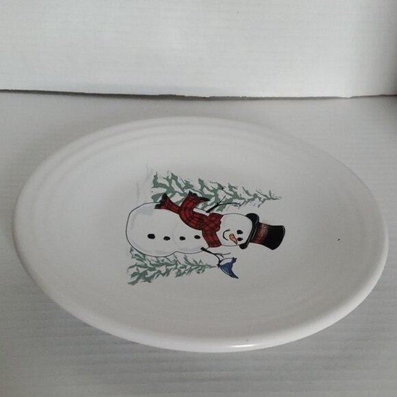 Fiestaware Fiesta 9" Snowman Bird Ceramic Luncheon Plate Classic Rim White - Picture 6 of 16